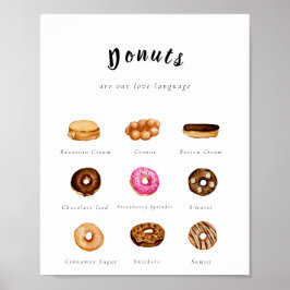 Póster Personalizable acuarela Donut Rótulo