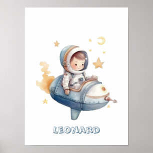 Póster Personalizable aéreo del pequeño astronauta