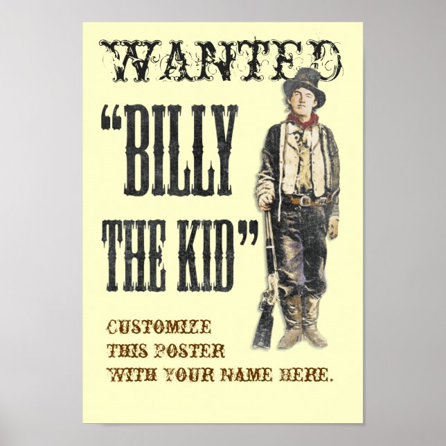 Póster Personalizable Billy the Kid (Frente)