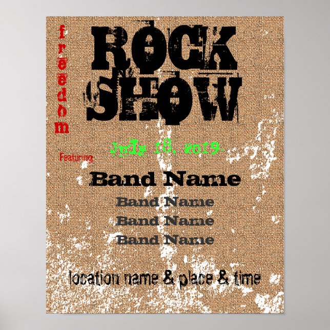Póster Personalizable con problemas de Grunge Burlap (Frente)