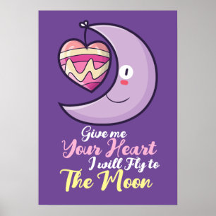 Póster Personalizable Crescent Heart