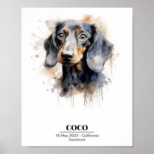 Póster Personalizable Dachshund Perro Poster (Frente)