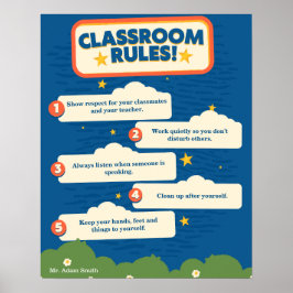 Póster Personalizable de 16x20in divertido azul y Naranja