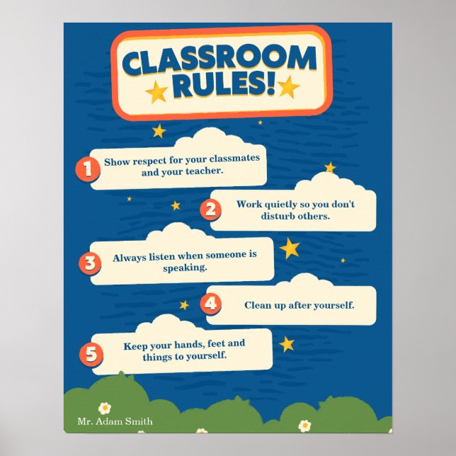 Póster Personalizable de 16x20in divertido azul y Naranja (Frente)