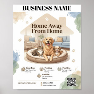 Póster personalizable de alojamiento de mascotas y