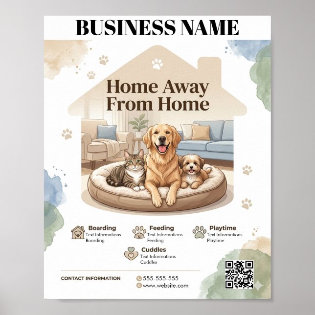 Póster personalizable de alojamiento de mascotas y (Frente)