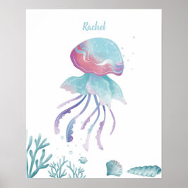 Póster Personalizable de Amor a las Jellyfish Profundo