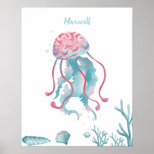 Póster Personalizable de Amor a las Jellyfish Profundo