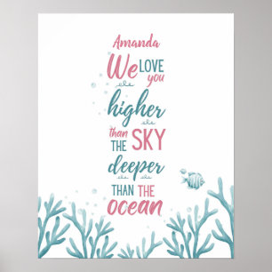 Póster Personalizable de amor de turquesa verde profundo
