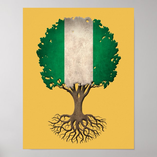 Póster Personalizable de Bandera de Nigeria (Frente)