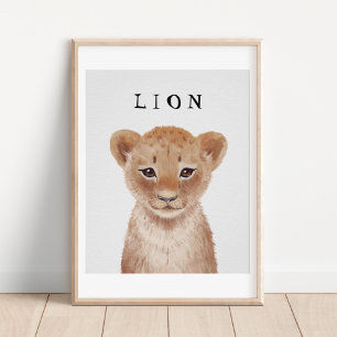Póster personalizable de cachorro de león adorable