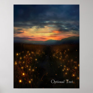 Póster personalizable de campos al atardecer