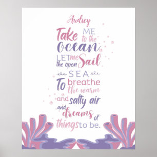 Póster Personalizable de citas de Pastel ocean Dreams