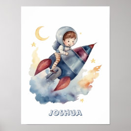 Póster Personalizable de cohetes de pequeño astronauta