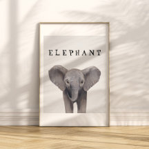 Póster personalizable de elefante bebé lindo para 