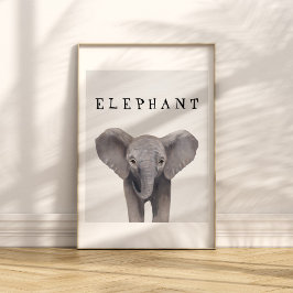 Póster personalizable de elefante bebé lindo para 
