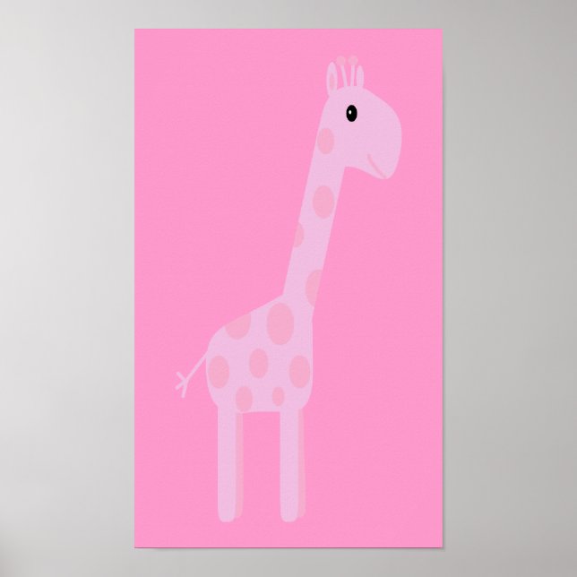 Póster Personalizable de Giraffe, Personalizado Rosa Cute (Frente)