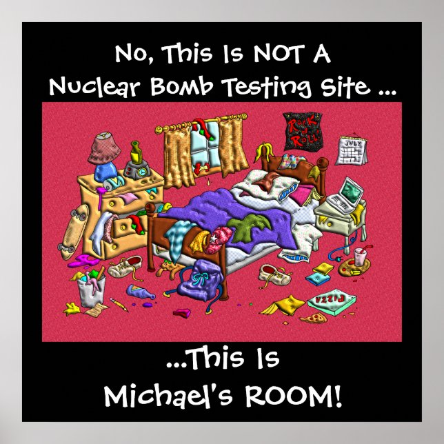 Póster Personalizable De Habitaciones Bastante Desordenad (Frente)