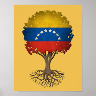 Póster Personalizable de la bandera venezolana del árbol 