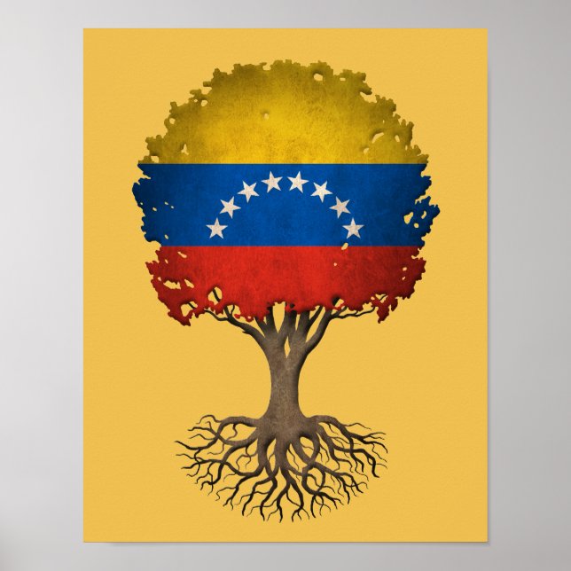 Póster Personalizable de la bandera venezolana del árbol  (Frente)