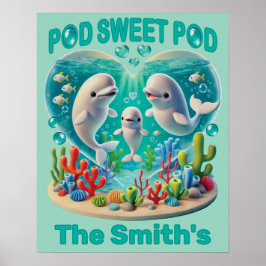 Póster personalizable de la familia de ballenas "Pod Swee
