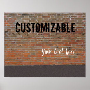 Póster Personalizable de la pared de ladrillo de la