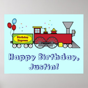 Póster Personalizable de nombre de Poster de Train Happy 
