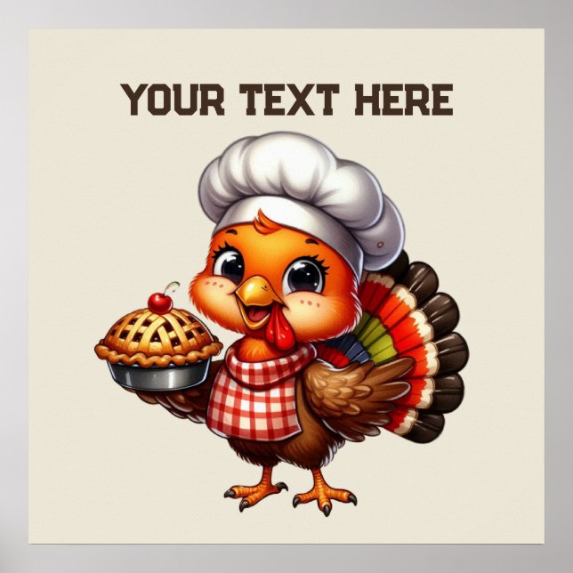 Póster Personalizable de pavo de la tarta de Acción de Gr (Frente)