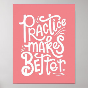 Póster personalizable de práctica rosa hace que se