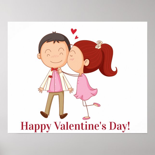 Póster Personalizable de San Valentín de pareja de besos (Frente)