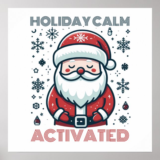 Póster Personalizable de vacaciones Calm Santa (Frente)