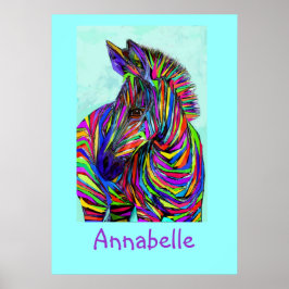 poster personalizable de zebra de arte pop