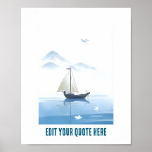 Póster personalizable del mar y barco