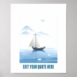 Póster personalizable del mar y barco