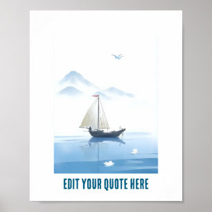 Póster personalizable del mar y barco