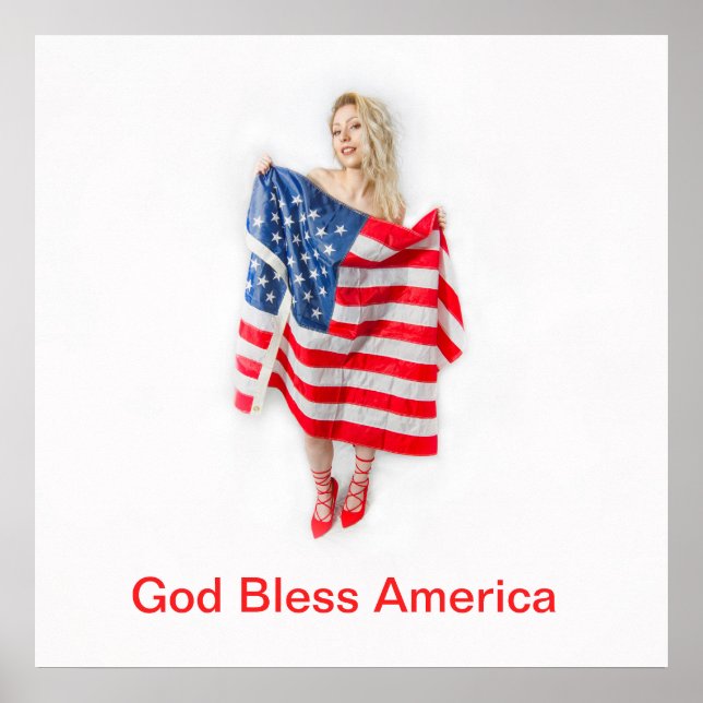 Póster Personalizable Dios bendiga al Chica de la Bandera (Frente)