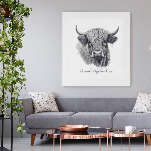 Póster Personalizable Esbozo de vaca Highland (Subido por el creador)