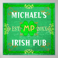 Personalizable Home Bar Irish Pub Green