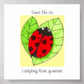 Póster Personalizable Ladybug amor para siempre poster