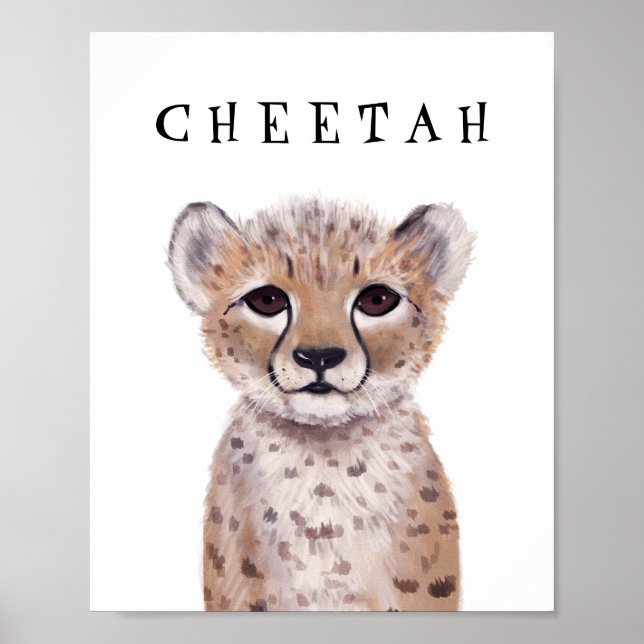 Póster Personalizable lindo Cheetah Cub Poster de niños (Frente)