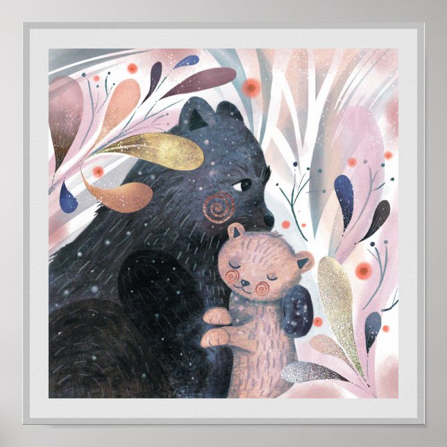 Póster Personalizable Mama + Baby Bear Boho Nursera Print (Frente)