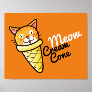 Póster Personalizable Meow Cream Cone