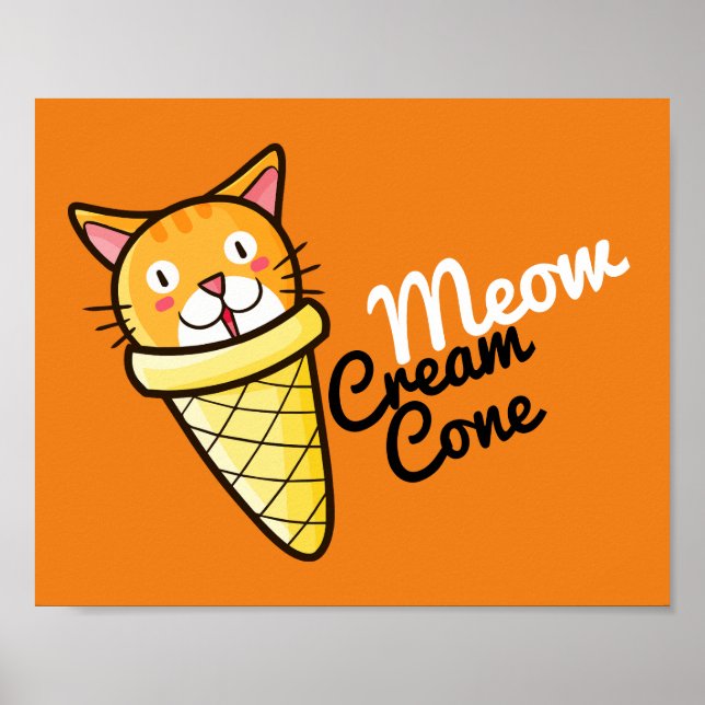 Póster Personalizable Meow Cream Cone (Frente)