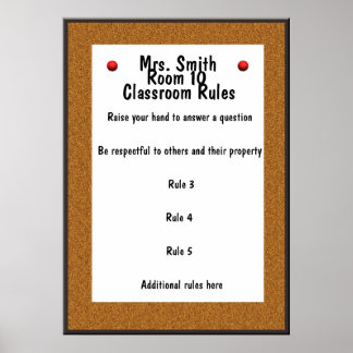 Póster PERSONALIZABLE - Normas de aulas del tablero de an