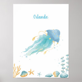 Póster Personalizable Ocean Dreams Discovery Jellyfish