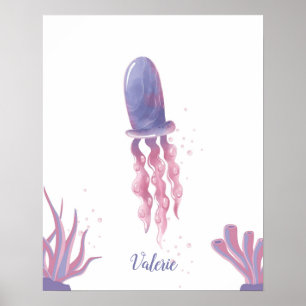 Póster Personalizable Pastel Jellyfish Dreams