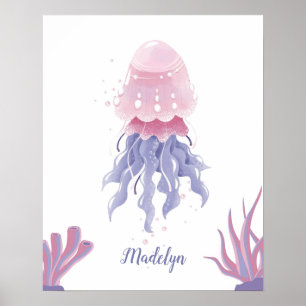 Póster Personalizable Pastel Jellyfish Dreams