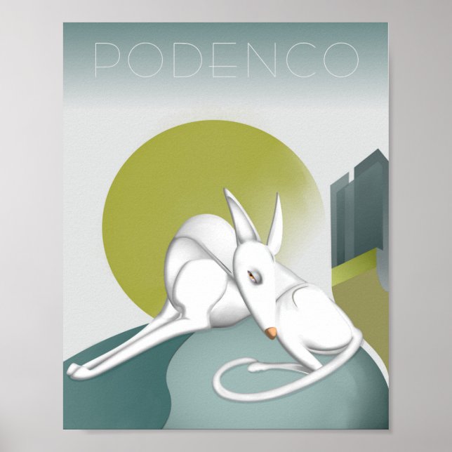 Póster Personalizable Podenco perro Art Deco Poster de di (Frente)