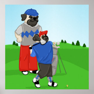 Póster Personalizable Poster de Golfing Pug - Elija su ta