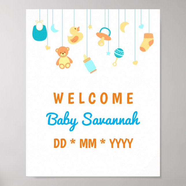 Póster Personalizable recién nacido unisex (Frente)